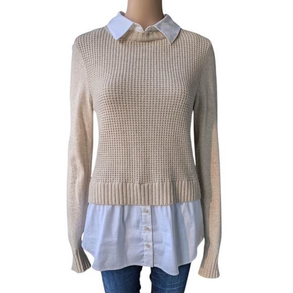 Veronica Beard Wool Cashmere Layered Pullover Sweater - Preppy Old Money - M - Picture 3 of 10